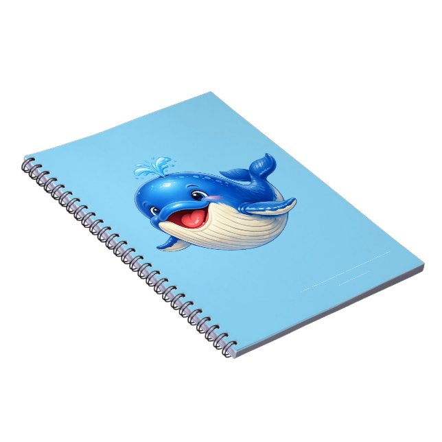 Carnet Illustration de baleine mignonne aux grands yeux A (Côté Droit)