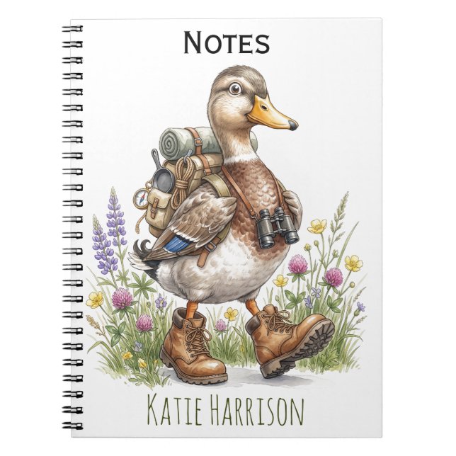 Carnet Illustration de canard randonnée fantaisiste avec  (Devant)