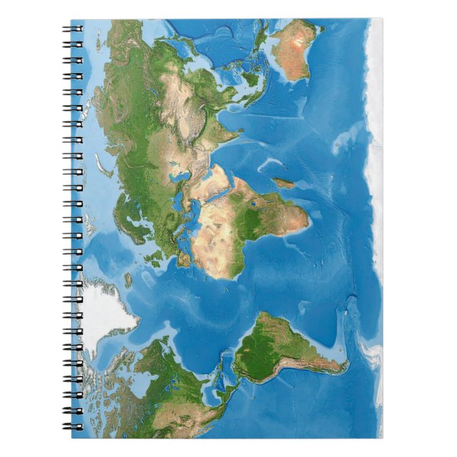 Carnet Illustration de carte topographique du monde (Devant)