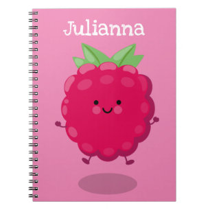 Carnet Illustration de cartoon de framboise heureuse et m