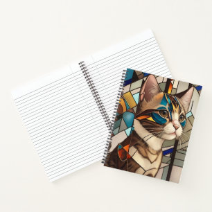 Carnet Illustration de chat en vitrail