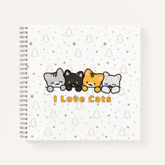 Carnet Illustration de chat mignon J'adore les chats Dess