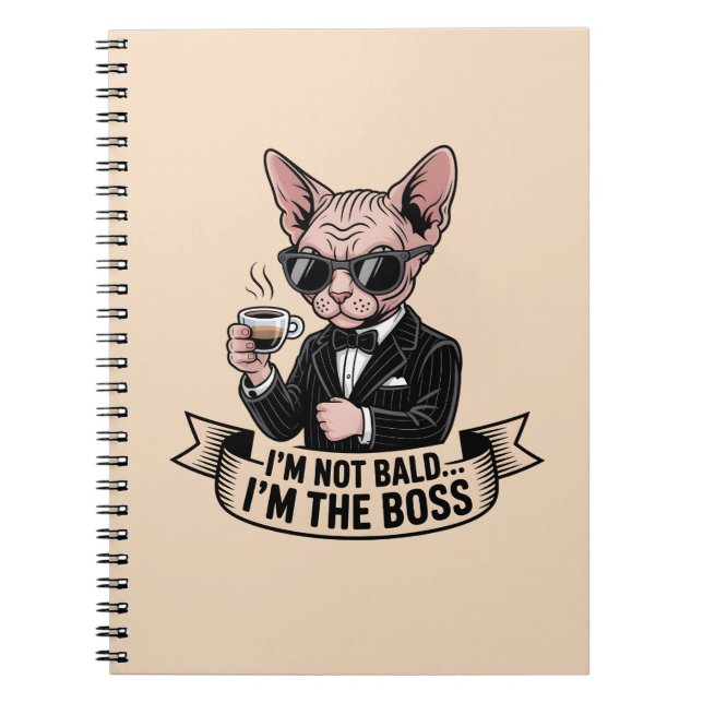 Carnet Illustration de chat Sphynx café patron (Devant)
