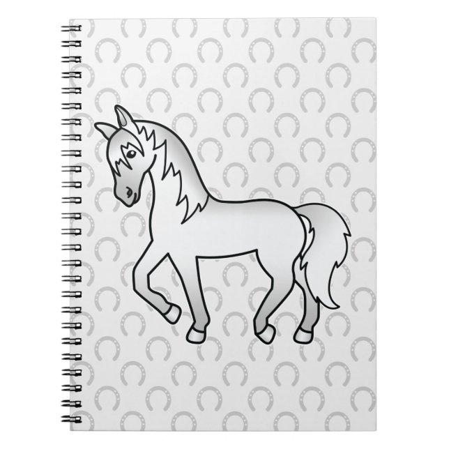Carnet Illustration de cheval de dessin animé gris trotta (Devant)