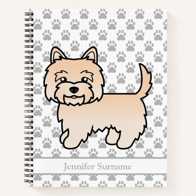 Carnet Illustration de chien Cairn Terrier crème avec tex (Devant)