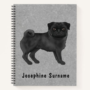 Carnet Illustration de chien Carlin noir mignon Chien de