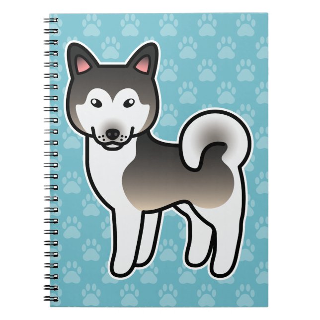 Carnet Illustration de chien Malamute d'Alaska gris loup (Devant)