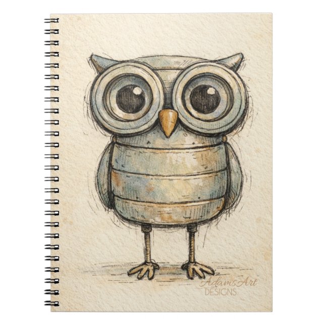 Carnet Illustration de chouette Steampunk fantaisiste (Devant)