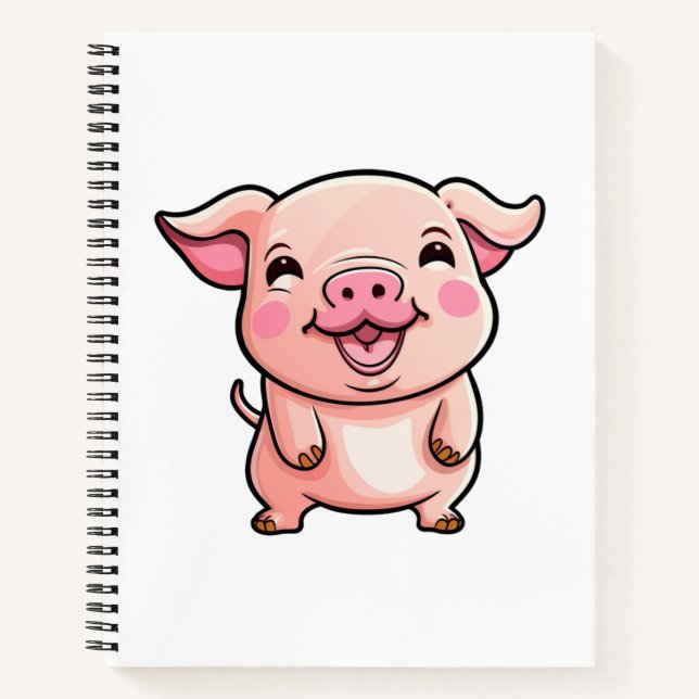 Carnet Illustration de cochon de dessin animé (Devant)