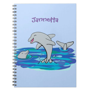 Carnet Illustration de dauphins heureux adorables