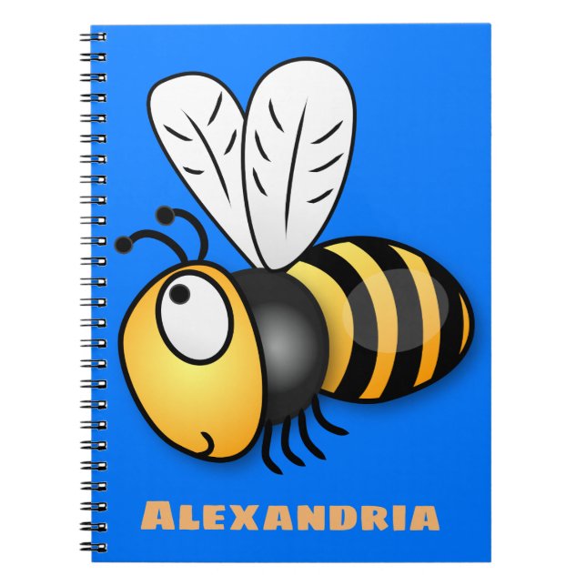 Carnet Illustration de dessin animé d'abeille heureuse mi (Devant)