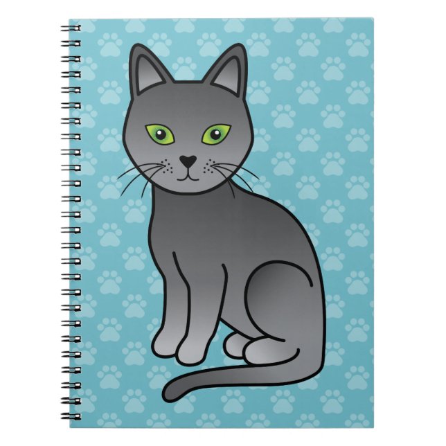 Carnet Illustration de dessin animé de chat de race Bleu  (Devant)