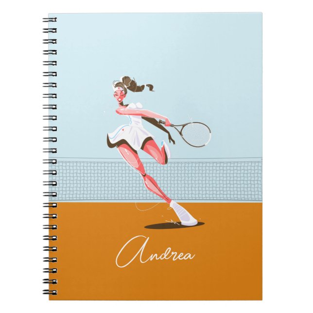 Carnet Illustration de dessin animé de joueuse de tennis  (Devant)
