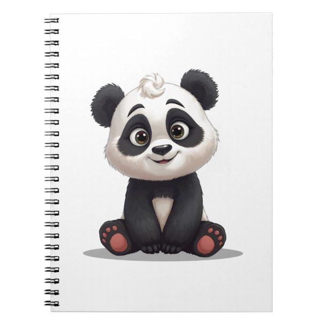 Carnet Illustration de dessin animé d'ours panda assis (Devant)