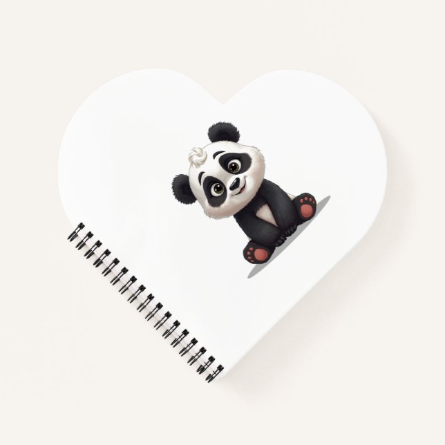 Carnet Illustration de dessin animé d'ours panda assis (Devant)