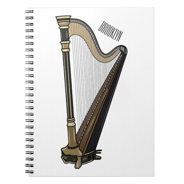Carnet Illustration de dessin animé sur la harpe (Devant)