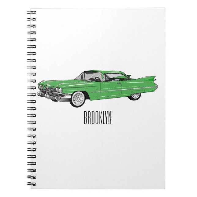 Carnet Illustration de dessin de voiture classique 1959 (Devant)