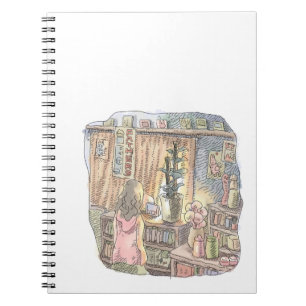 Carnet Illustration de dos d'une femme regardant un objet