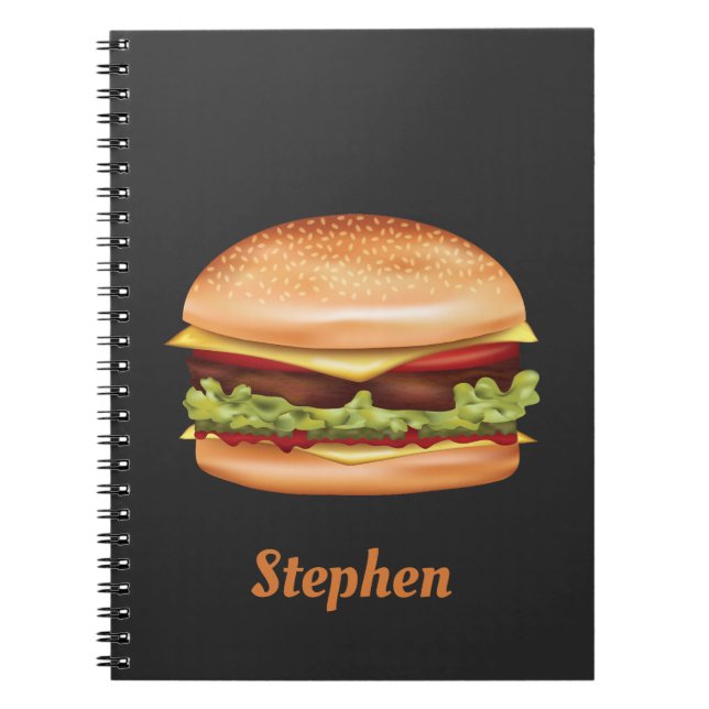 Carnet Illustration de fast food hamburger avec nom perso (Devant)