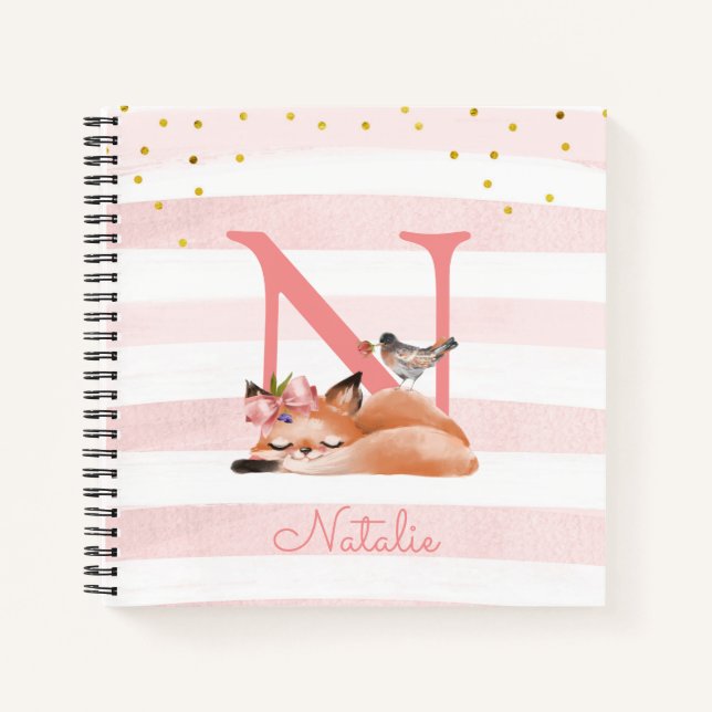 Carnet Illustration de fille Parties scintillant or rose  (Devant)