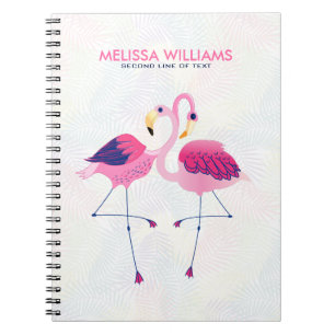 Carnet Illustration de Flamants roses roses et bleus mign