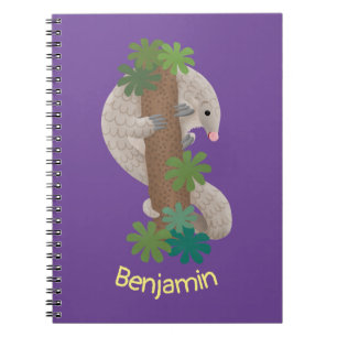 Carnet Illustration de fourmilier pangolin mignon et heur