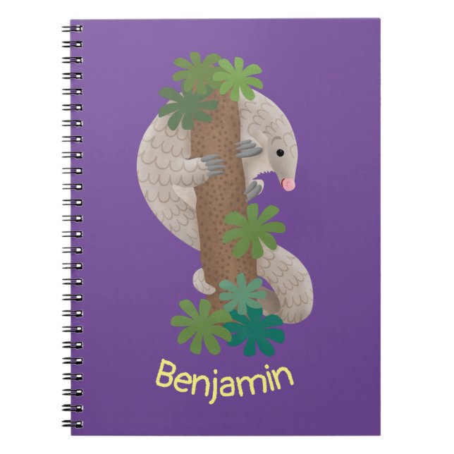 Carnet Illustration de fourmilier pangolin mignon et heur (Devant)
