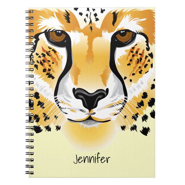 Carnet illustration de gros plan de la tête de guépard (Devant)