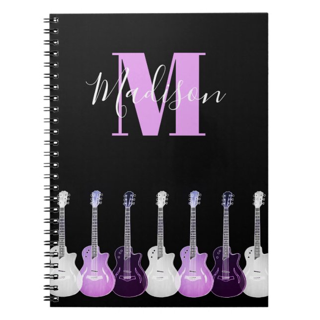 Carnet Illustration de guitare acoustique Monogram rose (Devant)