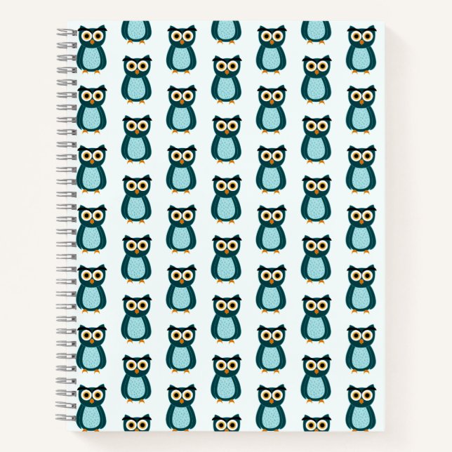 Carnet illustration de Hibou Bleu (Devant)