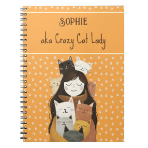 Carnet Illustration de la dame du chat fou avec le nom Fu