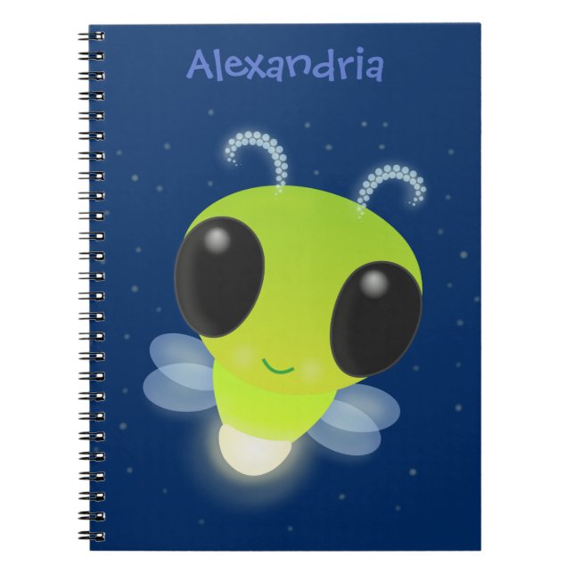 Carnet Illustration de la luciole vert mou (Devant)