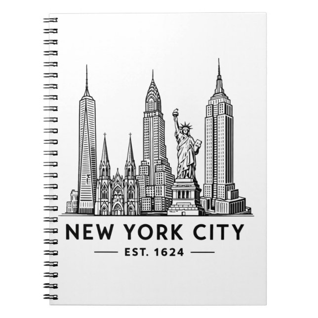 Carnet Illustration de la skyline de NYC avec la Statue d (Devant)