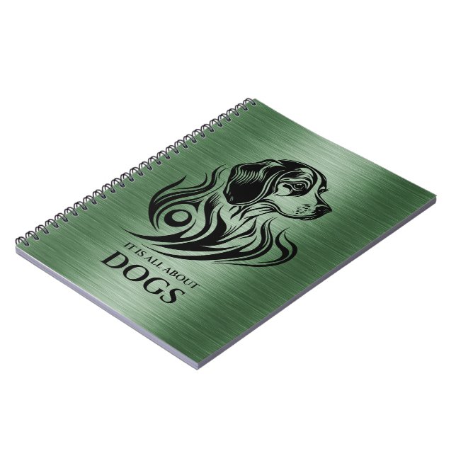 Carnet Illustration de la tête de Beagle ornemental vert  (Côté gauche)