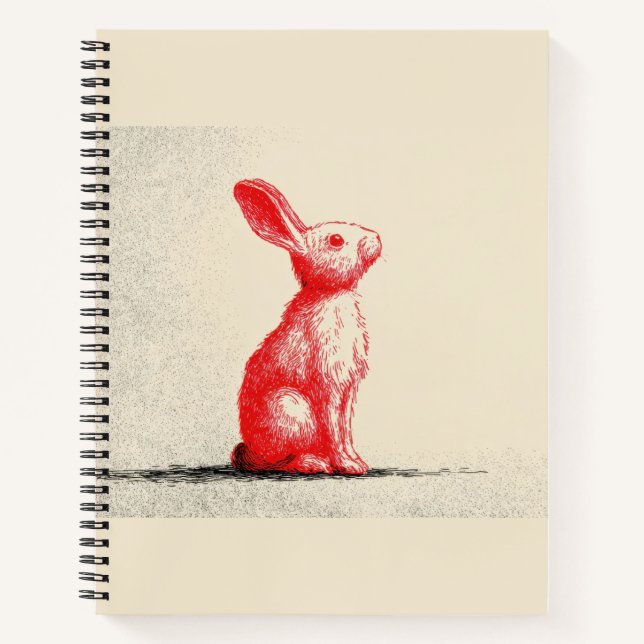 Carnet Illustration de Lapin Rouge - Anima Vintage Minima (Devant)