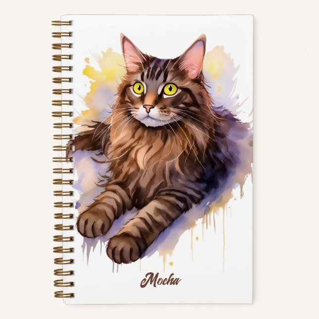 Carnet Illustration de l'aquarelle de chat blanc doux (Recto)