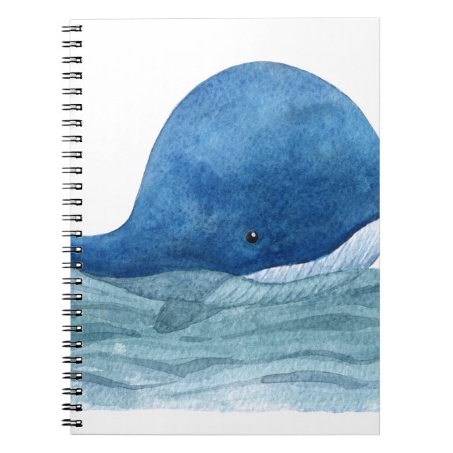 Carnet Illustration de l'aquarelle de la baleine bleue mi (Devant)