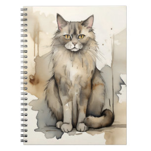 Carnet Illustration de l'aquarelle du Maine Coon