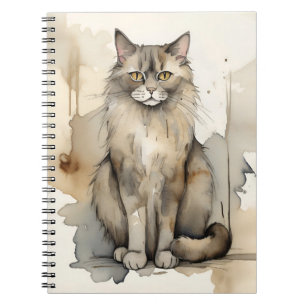 Carnet Illustration de l'aquarelle du Maine Coon