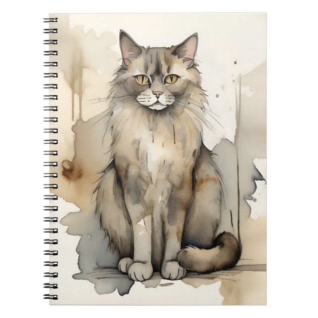 Carnet Illustration de l'aquarelle du Maine Coon (Devant)