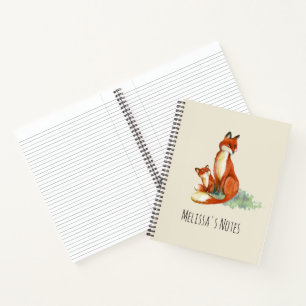 Carnet Illustration de l'aquarelle Momma Fox et Baby