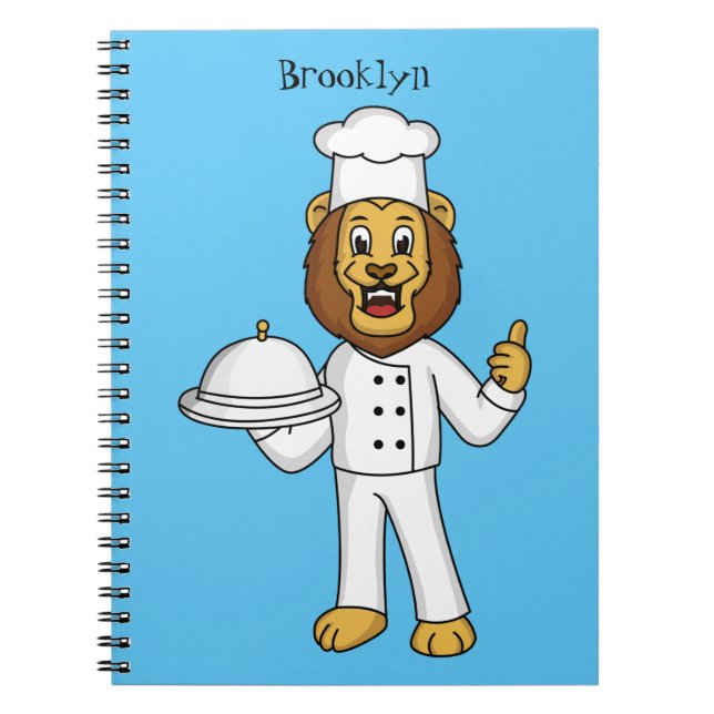 Carnet Illustration de lion mignon chef de dessin animé (Devant)
