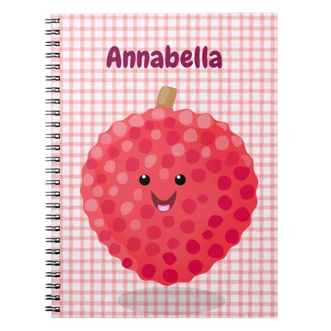 Carnet Illustration de litchee rose mignon (Devant)