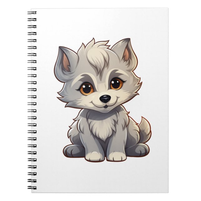 Carnet Illustration de loup de dessin animé (Devant)