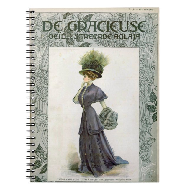 Carnet Illustration de mode vintage Lady Casquette botani (Devant)