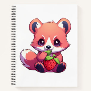 Carnet Illustration de panda rouge caricature