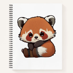 Carnet Illustration de panda rouge caricature