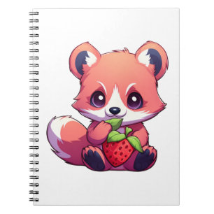 Carnet Illustration de panda rouge caricature