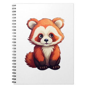 Carnet Illustration de panda rouge caricature