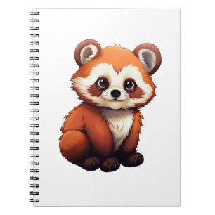 Carnet Illustration de panda rouge caricature